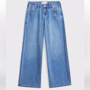 Abercrombie Kids Low rise Baggy Wide leg Jeans 9/10 long Girls Butterfly